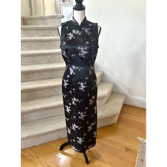 Vintage Y2k Robbie Bee Black Lavender Silver Qipao Kimono Fairy Whimsigoth Dress - Picture 1 of 7